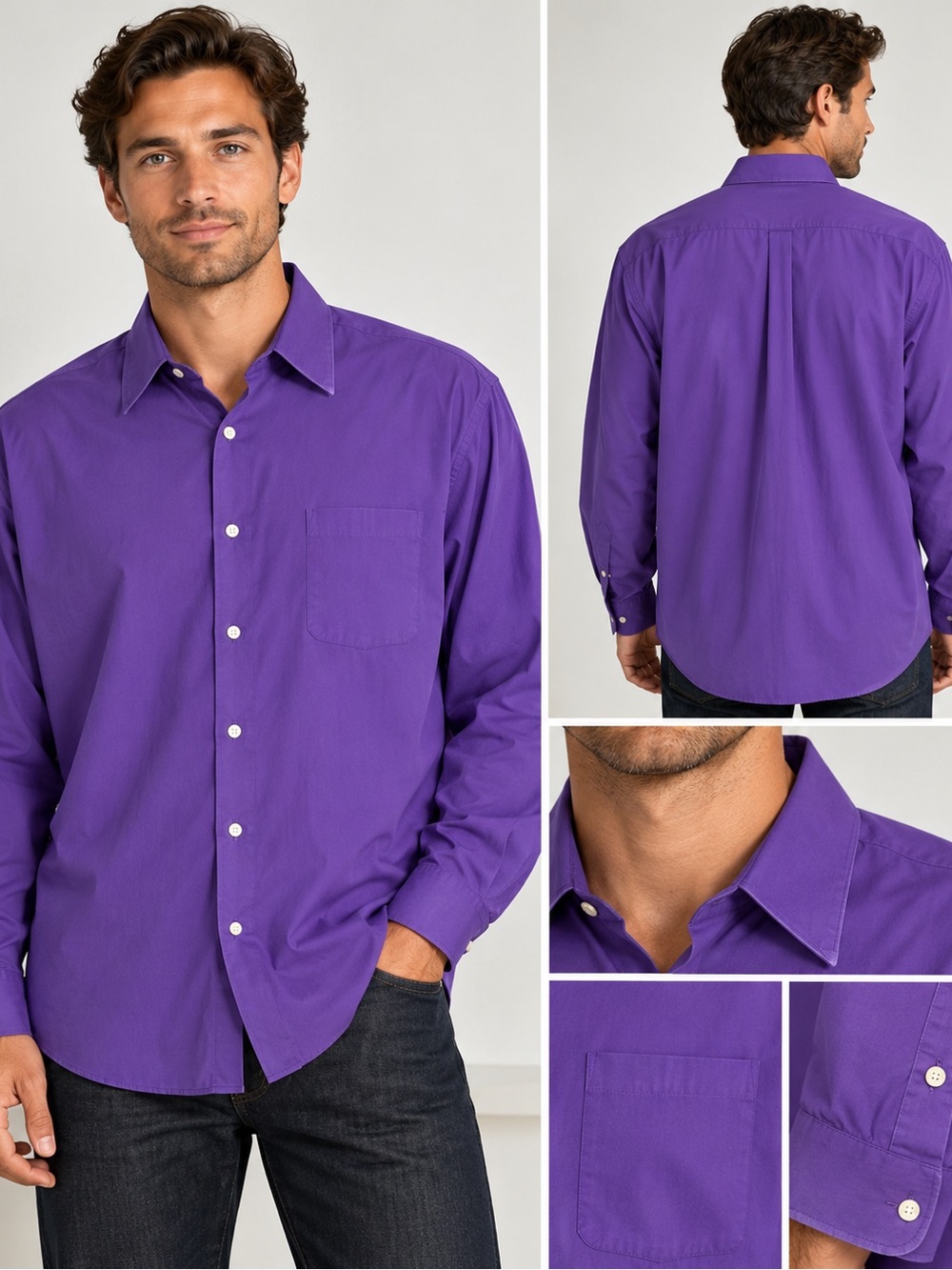 Giorgio Brutini Purple Long-Sleeve Button-Up Shirt Size XXL Wedding Formal
